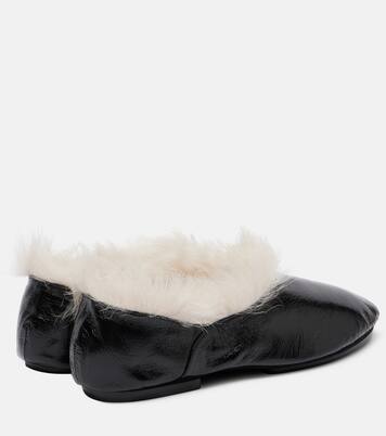 Slip-Ons aus Leder mit Shearling | Jil Sander