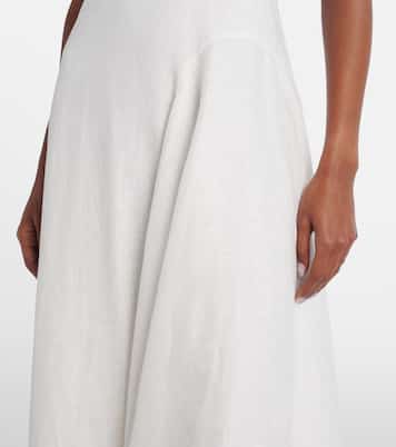 Abito midi Magnolia in lino con ricamo | Alémais