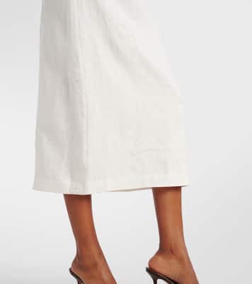 Bestickter Midirock Alessandra aus Leinen | SIR