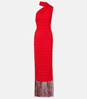Scarf-detail fringed satin maxi dress | Acne Studios