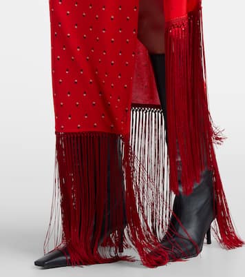 Scarf-detail fringed satin maxi dress | Acne Studios