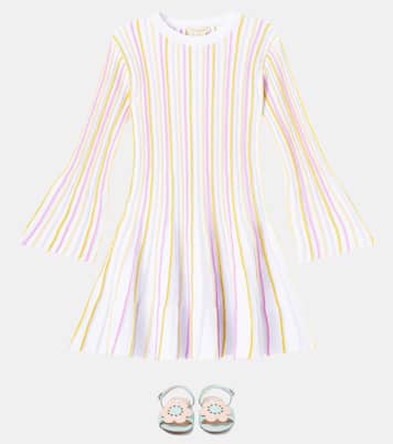 Vestido en mezcla de algodón a rayas | Stella McCartney Kids