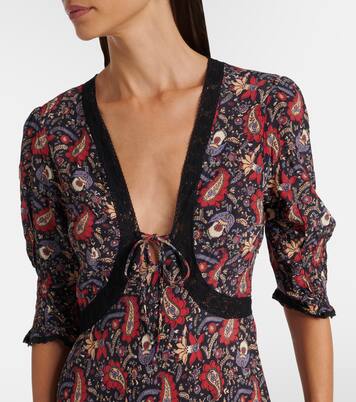 Amina 플로럴 크레이프 드 신 미디 드레스 | Rixo