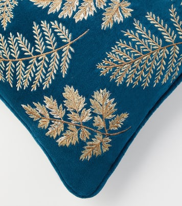 Embroidered cotton velvet cushion | Les-Ottomans