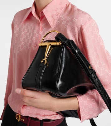 Schultertasche Half Horsebit Medium aus Leder | Gucci