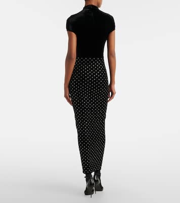 Cocktailkleid aus Samt und Jersey mit Kristallen | Alaïa