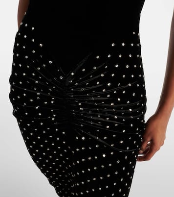 Cocktailkleid aus Samt und Jersey mit Kristallen | Alaïa