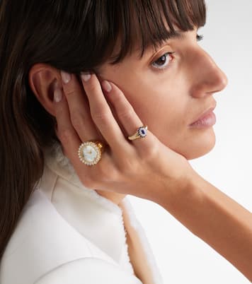 L'Horloge 18kt gold and mother-of-pearl ring with diamonds | Yvonne Léon