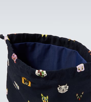 x Louis Wain leather-trimmed cotton pouch | Loewe