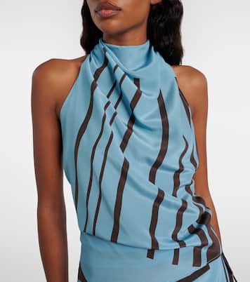 Rioja draped striped silk crêpe top | SIR