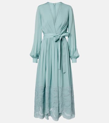 Lace-trimmed silk-blend midi dress | Elie Saab
