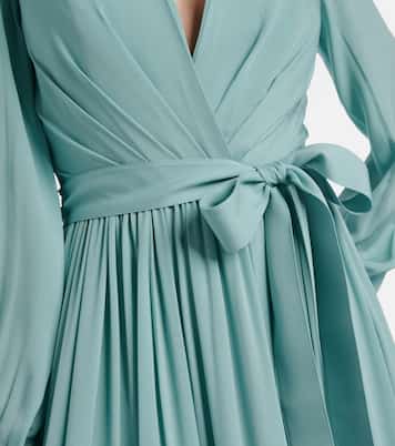 Lace-trimmed silk-blend midi dress | Elie Saab