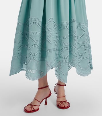 Lace-trimmed silk-blend midi dress | Elie Saab