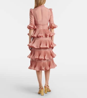Tiered pleated midi dress | Zimmermann