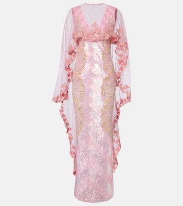 Panorama embellished caped gown | Là Fuori