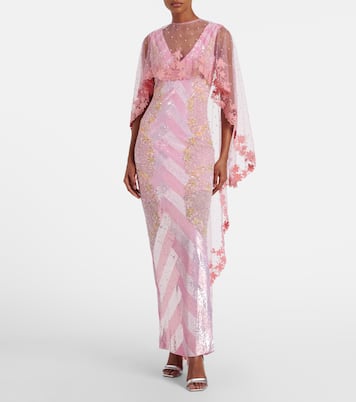 Panorama embellished caped gown | Là Fuori