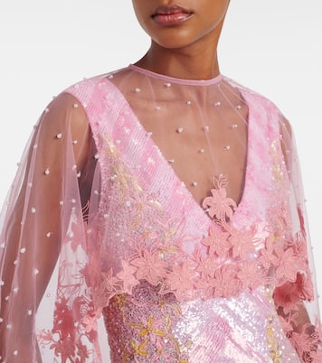 Panorama embellished caped gown | Là Fuori