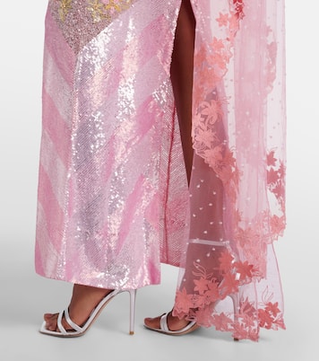 Panorama embellished caped gown | Là Fuori