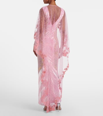 Panorama embellished caped gown | Là Fuori