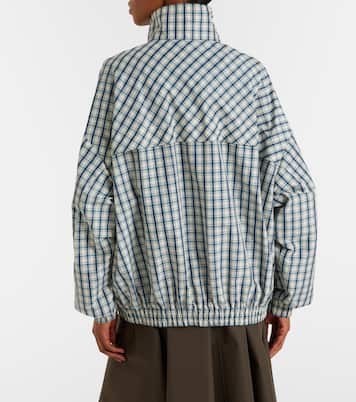 Checked cotton-blend chambray jacket | Prada