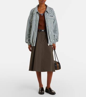 Checked cotton-blend chambray jacket | Prada