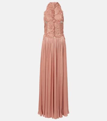 Embellished ruched georgette gown | Costarellos