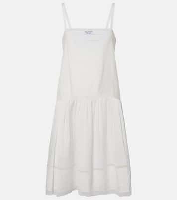 Robe en lin à finitions en dentelle | Prada