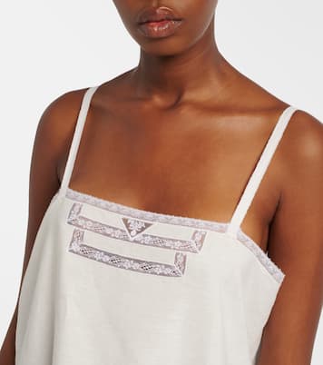 Robe en lin à finitions en dentelle | Prada