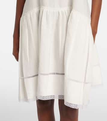 Robe en lin à finitions en dentelle | Prada