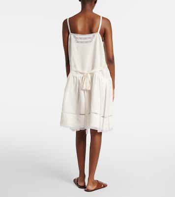 Robe en lin à finitions en dentelle | Prada
