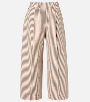 Striped cotton-blend wide-leg pants | Brunello Cucinelli