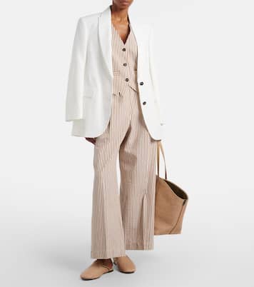 Striped cotton-blend wide-leg pants | Brunello Cucinelli