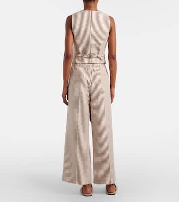 Striped cotton-blend wide-leg pants | Brunello Cucinelli