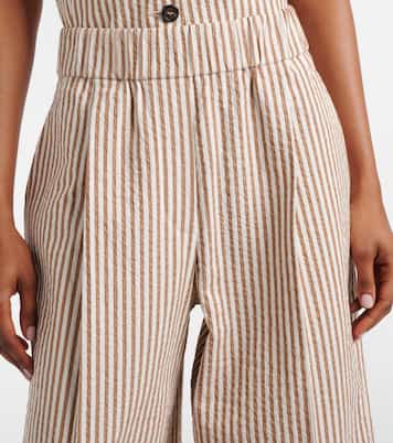 Striped cotton-blend wide-leg pants | Brunello Cucinelli