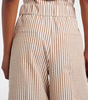 Striped cotton-blend wide-leg pants | Brunello Cucinelli