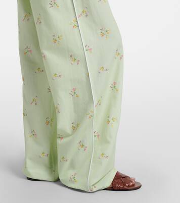 Floral cotton wide-leg pants | Prada