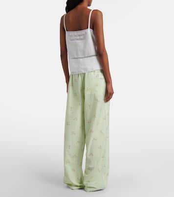 Floral cotton wide-leg pants | Prada