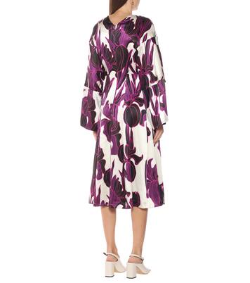 Robe midi en soie à fleurs | Dries Van Noten