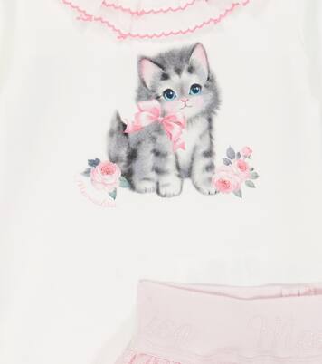 Baby cotton onesie, skirt and headband set | Monnalisa