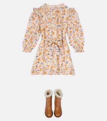 Shearling-trimmed leather boots | Bonpoint