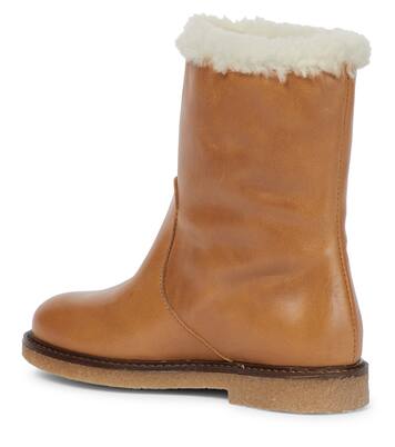 Shearling-trimmed leather boots | Bonpoint