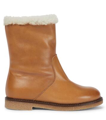Shearling-trimmed leather boots | Bonpoint