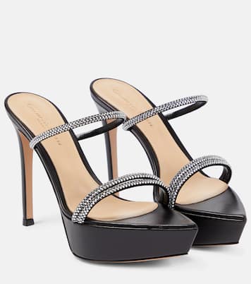 Verzierte Plateausandalen aus Leder | Gianvito Rossi