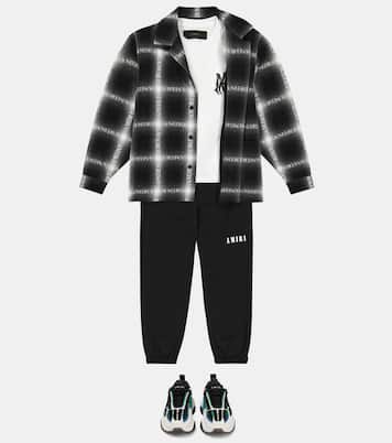 Bone suede-trimmed sneakers | Amiri Kids