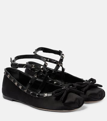 Ballerinas Rockstud aus Satin | Valentino Garavani
