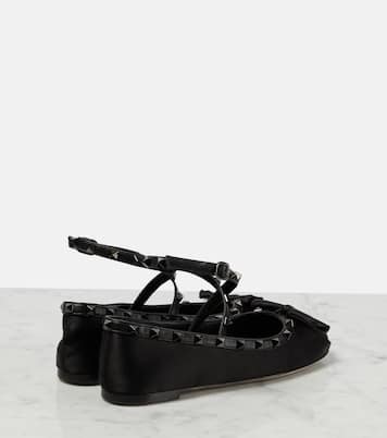 Ballerinas Rockstud aus Satin | Valentino Garavani