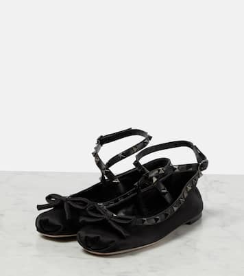 Ballerinas Rockstud aus Satin | Valentino Garavani