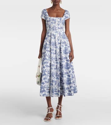 Vestido midi Wells de algodón floral | Staud