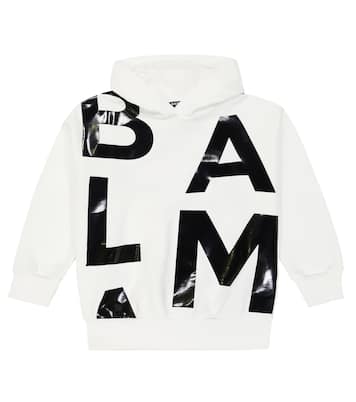Sweat-shirt à capuche en coton à logo | Balmain Kids