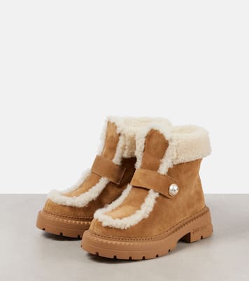 Ankle Boots Shea aus Veloursleder mit Shearling | Jimmy Choo